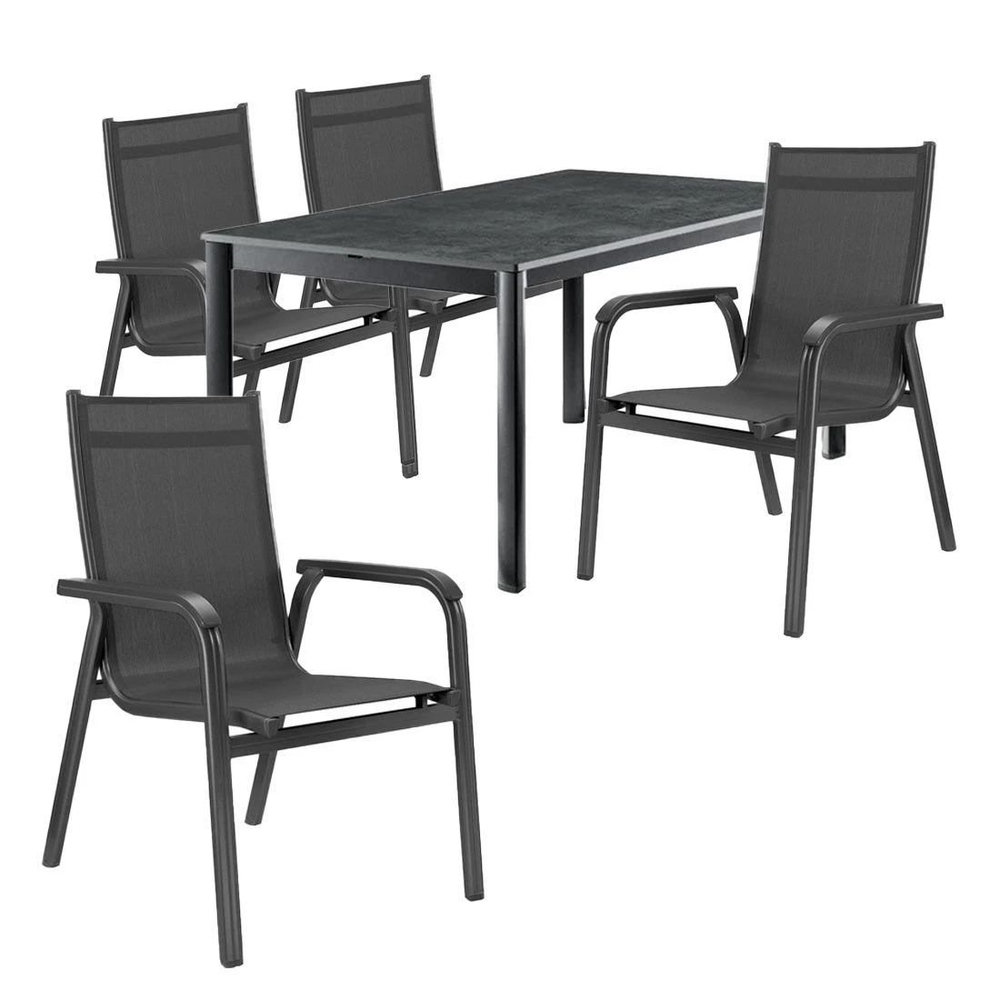 Kettler Basic Plus Gartenmöbelset 5-tlg. Tisch 165x95cm Anthrazit 1 Kettler Basic Plus Gartenmöbelset 5-tlg. Tisch 165x95cm Anthrazit