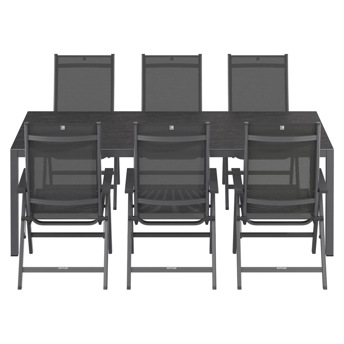 Kettler Basic Plus Gartenmöbel-Set 7-tlg.+ Tisch 220x100cm Anthrazit/Bromo 4 Kettler Basic Plus Gartenmöbel-Set 7-tlg.+ Tisch 220x100cm Anthrazit/Bromo – Bild 4