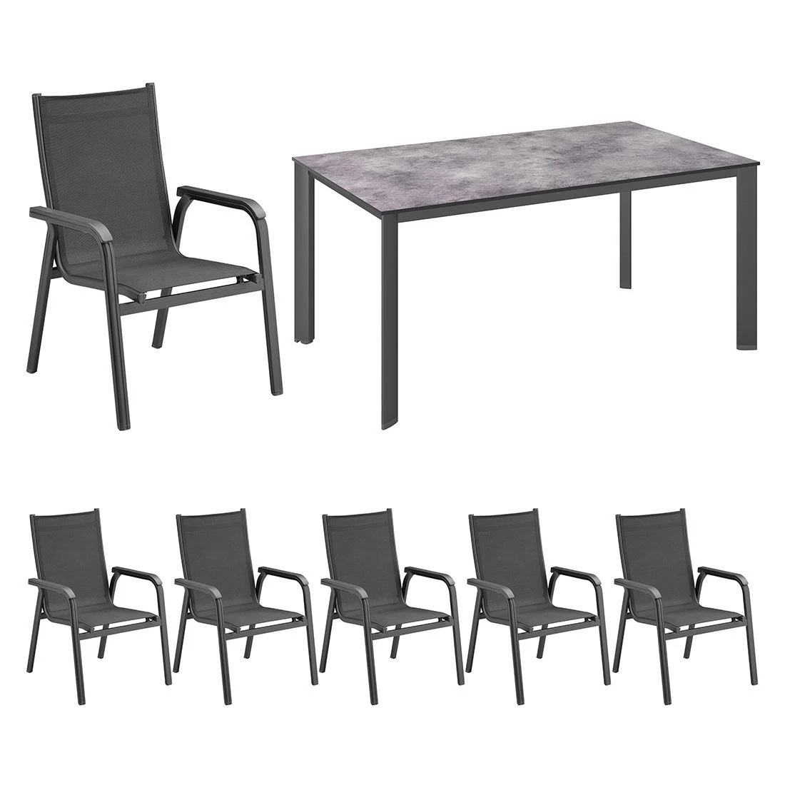 Kettler Basic Plus Gartenmöbelset 7-tlg.+Tisch 160x95cm Anthrazit 3 Kettler Basic Plus Gartenmöbelset 7-tlg.+Tisch 160x95cm Anthrazit – Bild 3