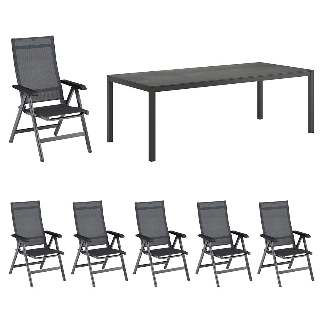 Kettler Basic+ Premium Gartenmöbels. 7-tlg.+Tisch 220x100 Cm Anthrazit/Lakritz 3 Kettler Basic+ Premium Gartenmöbels. 7-tlg.+Tisch 220x100 Cm Anthrazit/Lakritz – Bild 3