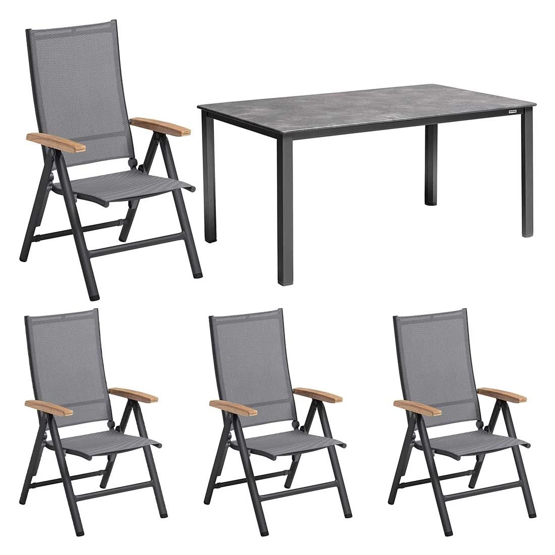 Kettler Cirrus Gartenmöbel-Set 5-tlg. Mit Tisch 160x90cm Anthrazit/Anthrazit-Grau 1 Kettler Cirrus Gartenmöbel-Set 5-tlg. Mit Tisch 160x90cm Anthrazit/Anthrazit-Grau