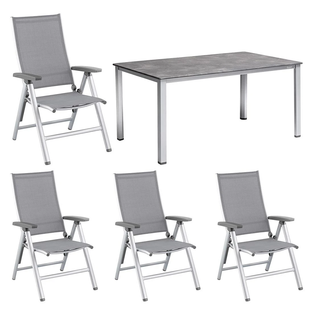 Kettler Cirrus Gartenmöbel-Set 5-tlg. Mit Tisch 160x90cm Silber/Anthrazit-Grau 1 Kettler Cirrus Gartenmöbel-Set 5-tlg. Mit Tisch 160x90cm Silber/Anthrazit-Grau