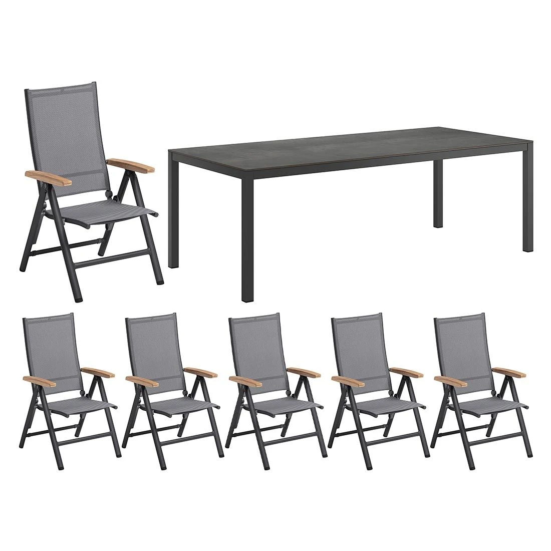 Kettler Cirrus Gartenmöbel-Set 7-tlg. Mit Tisch 220x100cm Anthrazit/Anthrazit-Grau 1 Kettler Cirrus Gartenmöbel-Set 7-tlg. Mit Tisch 220x100cm Anthrazit/Anthrazit-Grau