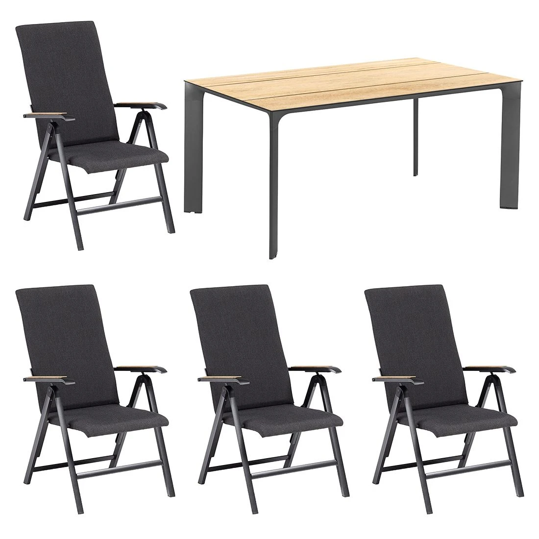 Kettler Diamond Gartenmöbel-Set 5-tlg. Tisch 160x95cm Anthrazit/Sooty 2 Kettler Diamond Gartenmöbel-Set 5-tlg. Tisch 160x95cm Anthrazit/Sooty – Bild 2