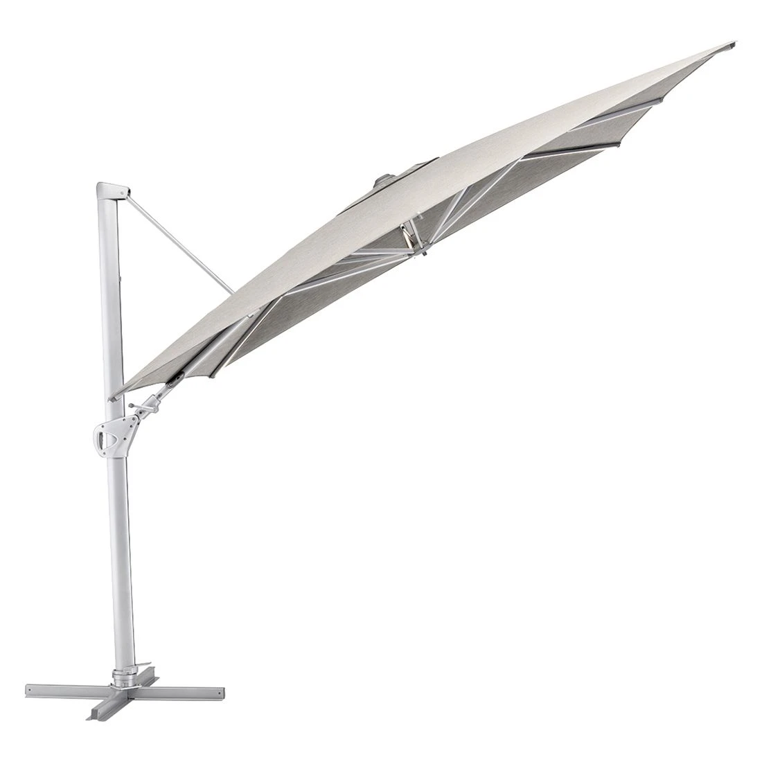 Kettler Easy Swing LED Ampelschirm 300x300cm Alu/Polyester Silber/Hellgrau Meliert 2 Kettler Easy Swing LED Ampelschirm 300x300cm Alu/Polyester Silber/Hellgrau Meliert – Bild 2