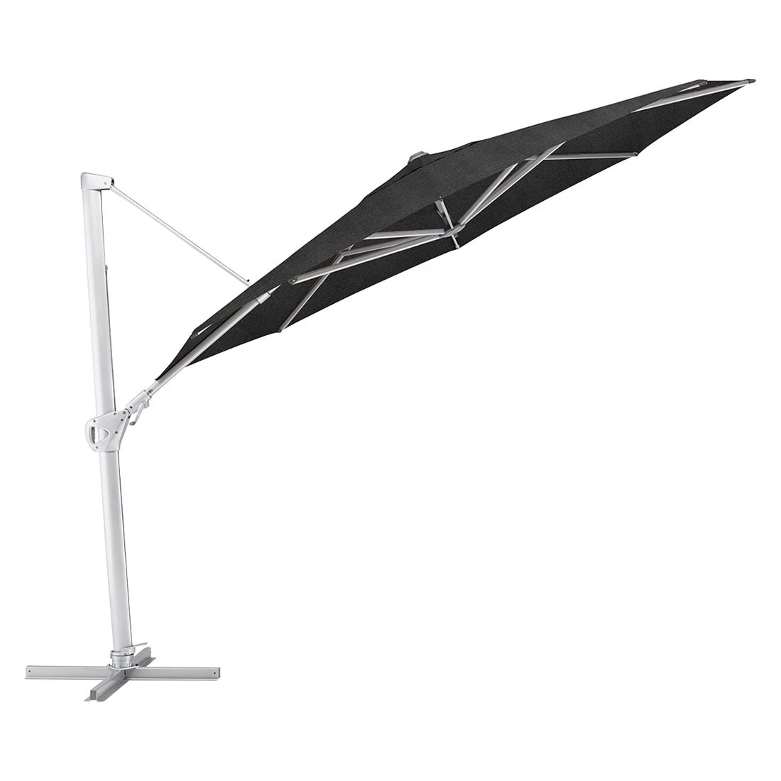 Kettler Easy Swing LED Ampelschirm Ø350cm Alu/Obravia Silber/Schwarz 2 Kettler Easy Swing LED Ampelschirm Ø350cm Alu/Obravia Silber/Schwarz – Bild 2