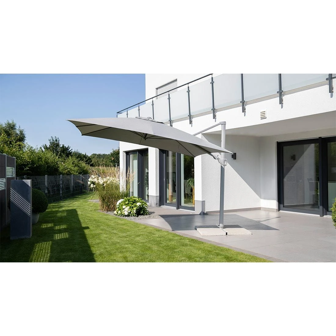 Kettler Easy Turn Ampelschirm 300x300cm Alu/Polyester Silber/Hellgrau Meliert 7 Kettler Easy Turn Ampelschirm 300x300cm Alu/Polyester Silber/Hellgrau Meliert – Bild 7