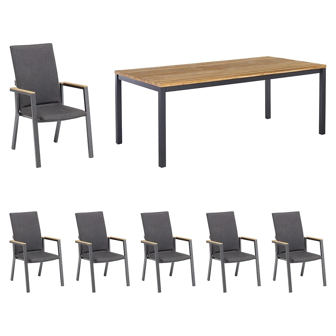 Kettler Rasmus Gartenmöbelset 7-tlg. Mit Tisch 220x100 Cm Anthrazit/Sooty 1 Kettler Rasmus Gartenmöbelset 7-tlg. Mit Tisch 220x100 Cm Anthrazit/Sooty