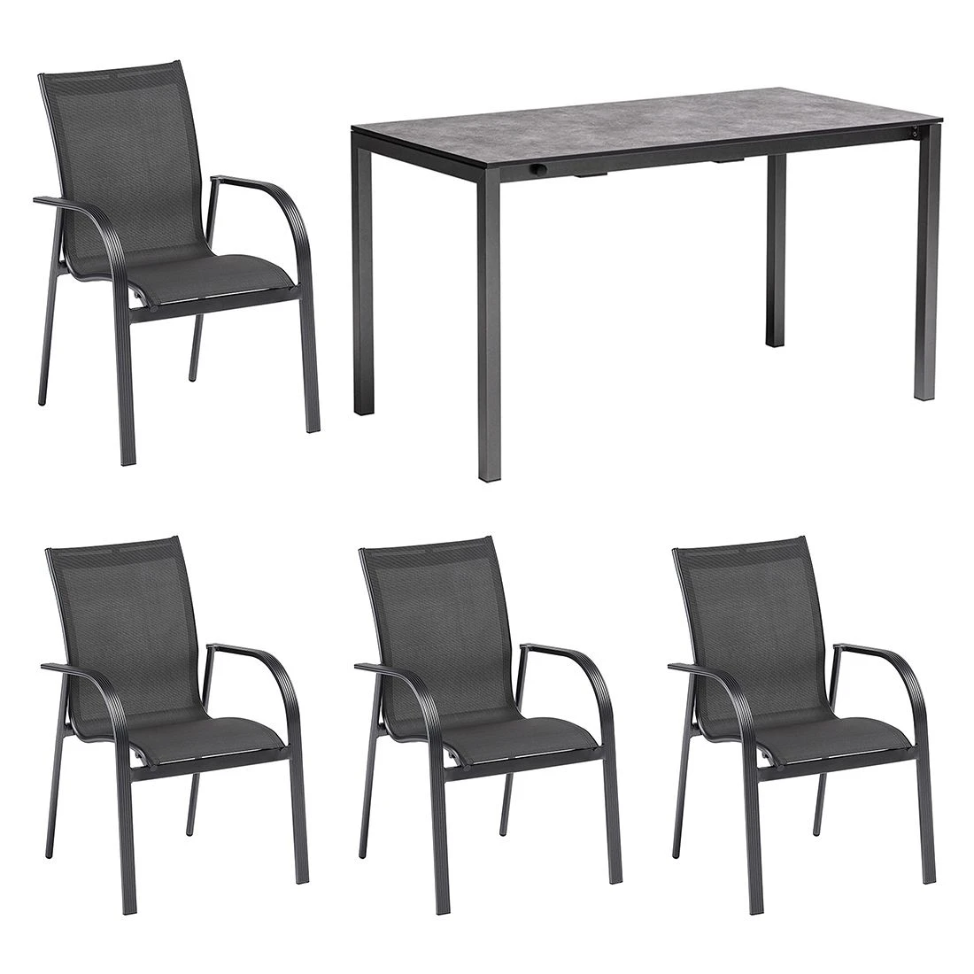 Kettler Tampa Gartenmöbel-Set 5-tlg. Tisch 138/210x68cm Anthrazit 2 Kettler Tampa Gartenmöbel-Set 5-tlg. Tisch 138/210x68cm Anthrazit – Bild 2