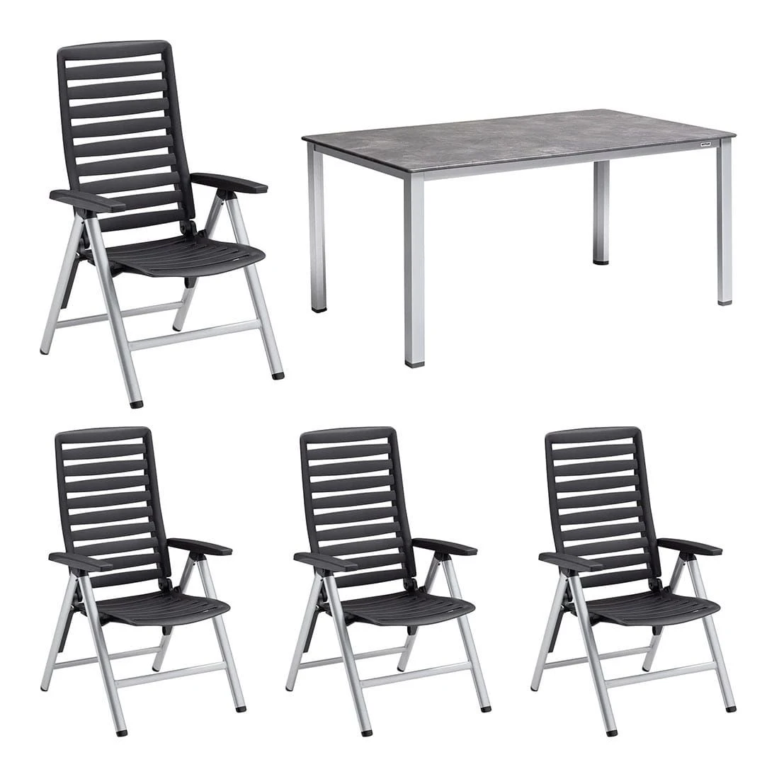 Kettler Wave Gartenmöbelset 5-tlg. Mit Tisch 160x90cm Silber 3 Kettler Wave Gartenmöbelset 5-tlg. Mit Tisch 160x90cm Silber – Bild 3