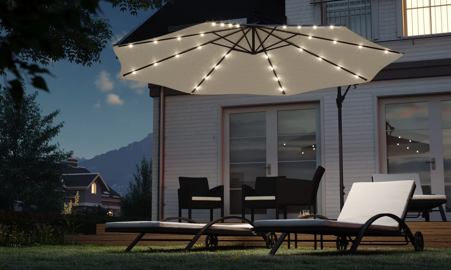 So gestalten Sie Ihren Garten zu einer Wohlfühloase -Zuhause Garten Ampelschirm mit LED 350 cm anthr